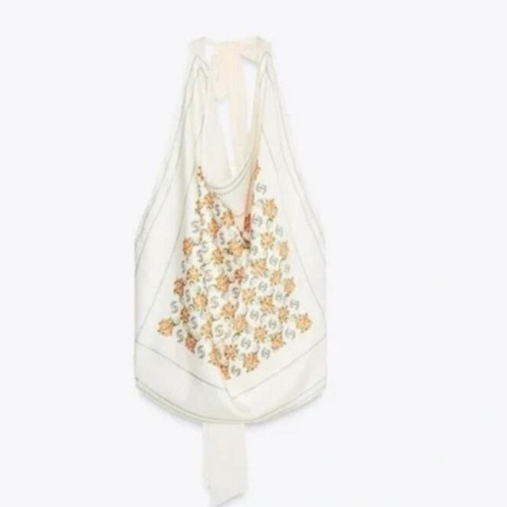 Zara floral Halter Top - Cream